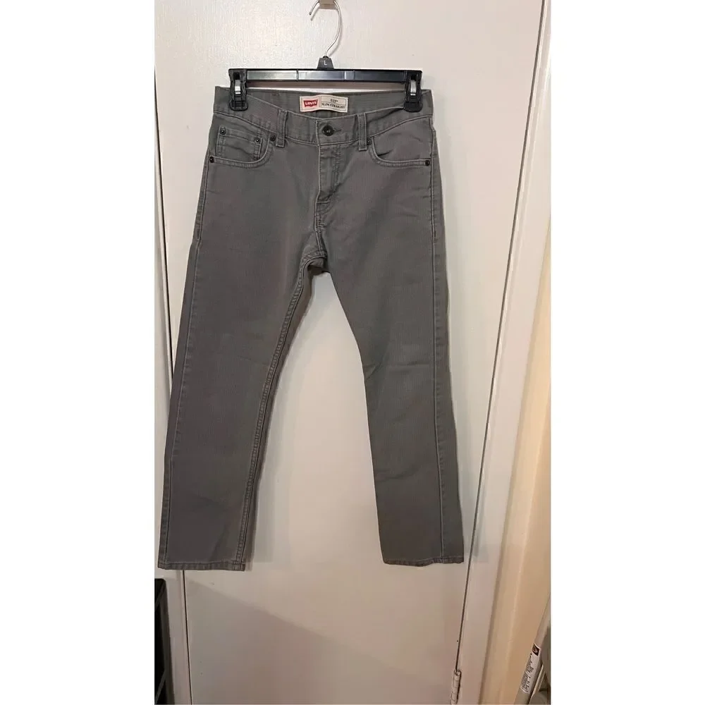 Levi's 513 Jeans Youth Mid Rise Slim Straight Denim Gray Light Wash Size 12R (28